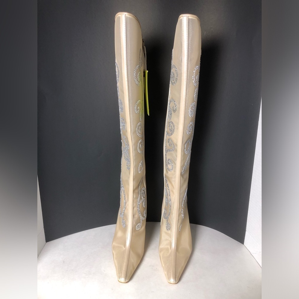 Gianni Bini Audrina Mesh Rhinestone Tall Boots Beige Women's Boots size 6 NWT - Picture 8 of 15